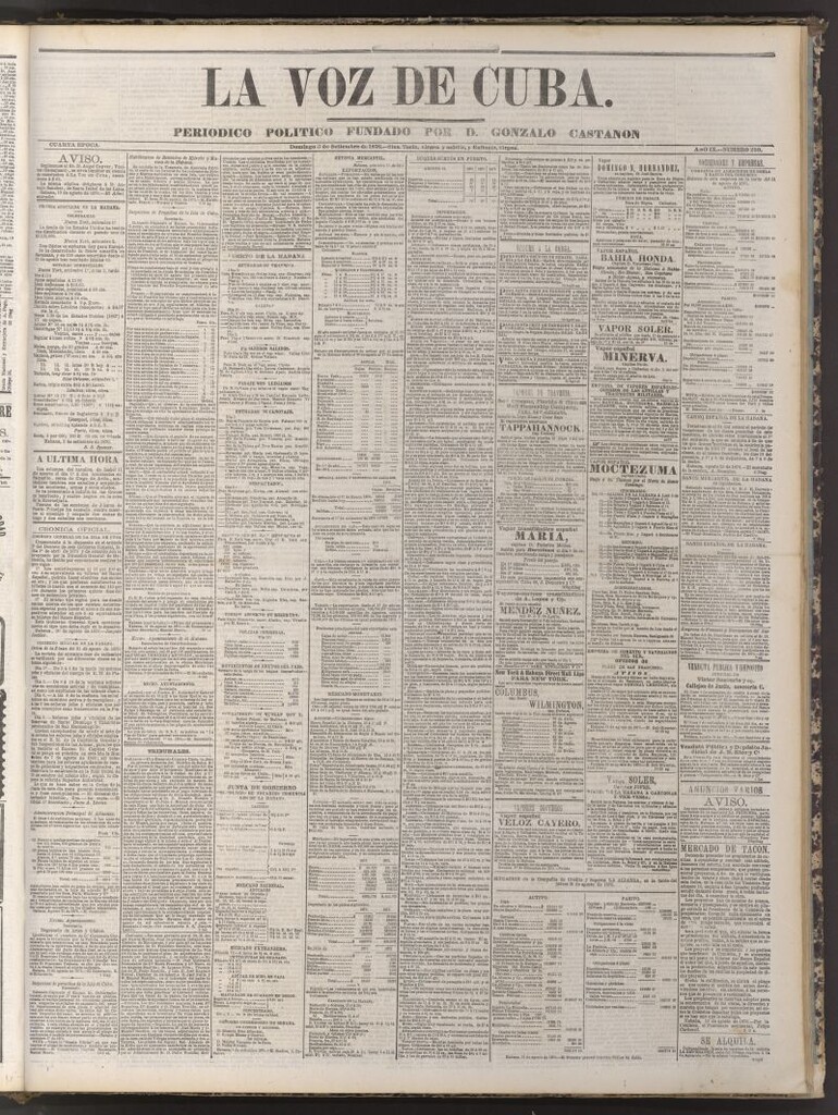 Miniatura de La Voz de Cuba : diario conservador del 3 de septiembre de 1876