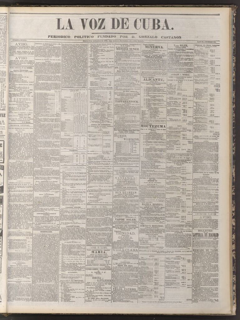 Miniatura de La Voz de Cuba : diario conservador del 5 de septiembre de 1876