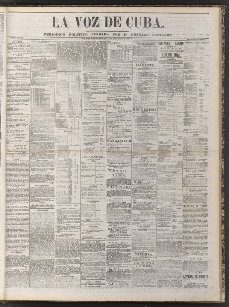Miniatura de La Voz de Cuba : diario conservador del 6 de septiembre de 1876