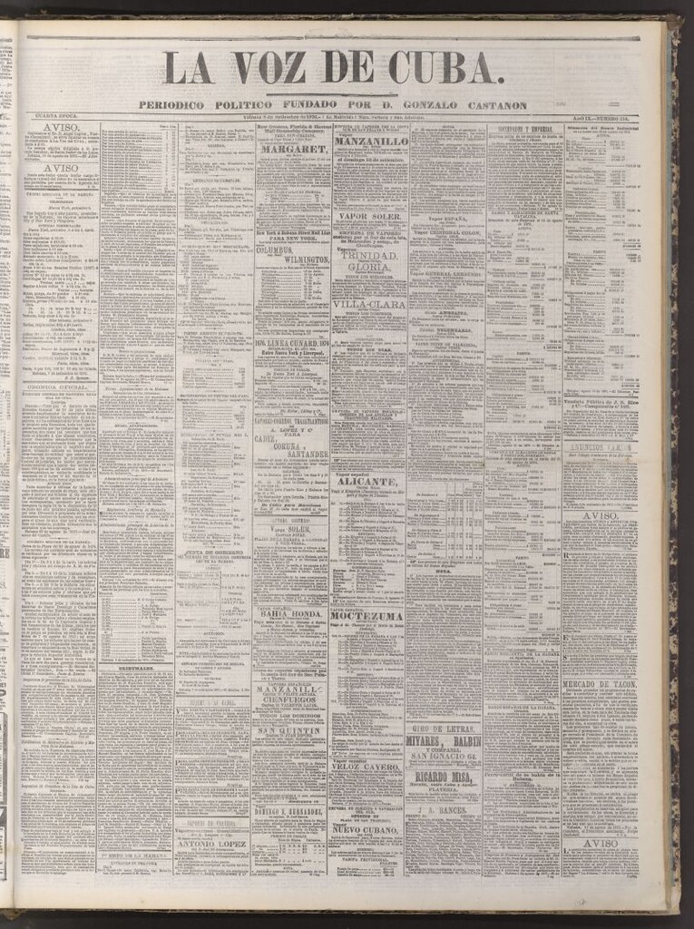 Miniatura de La Voz de Cuba : diario conservador del 8 de septiembre de 1876