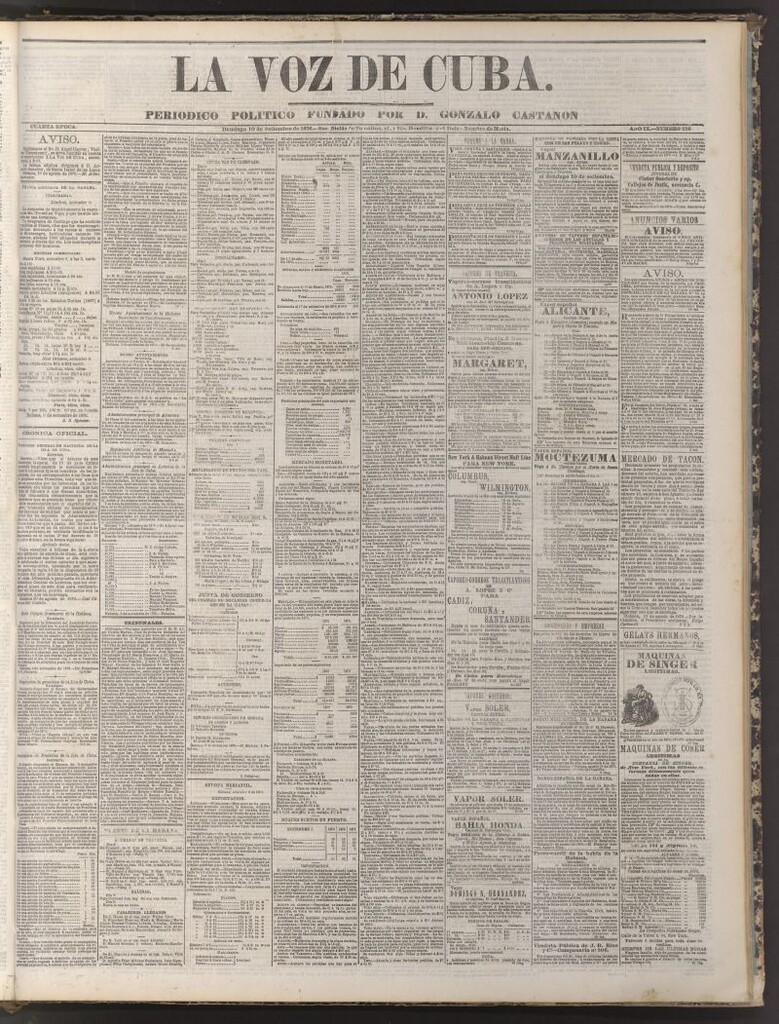 Miniatura de La Voz de Cuba : diario conservador del 10 de septiembre de 1876