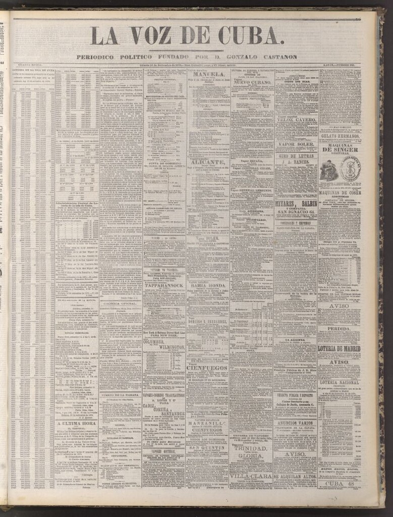 Miniatura de La Voz de Cuba : diario conservador del 16 de septiembre de 1876