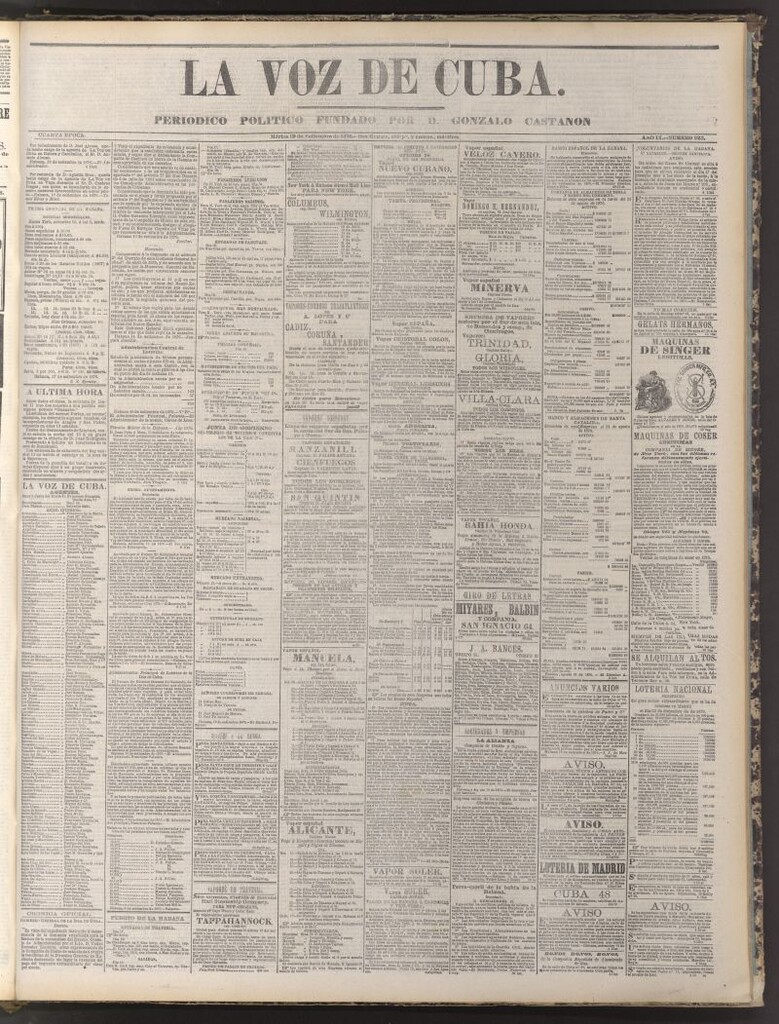 Miniatura de La Voz de Cuba : diario conservador del 19 de septiembre de 1876