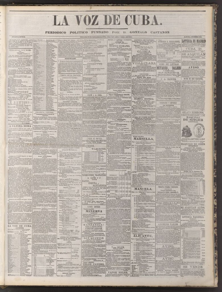 Miniatura de La Voz de Cuba : diario conservador del 20 de septiembre de 1876