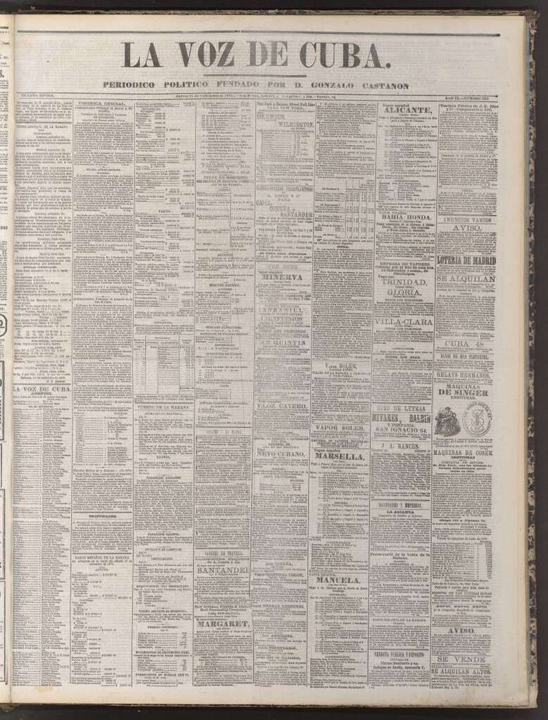 Miniatura de La Voz de Cuba : diario conservador del 21 de septiembre de 1876