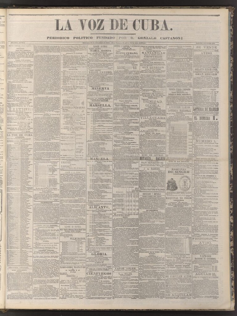 Miniatura de La Voz de Cuba : diario conservador del 27 de septiembre de 1876