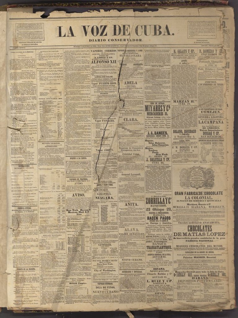Miniatura de La Voz de Cuba : diario conservador del 1 de octubre de 1882