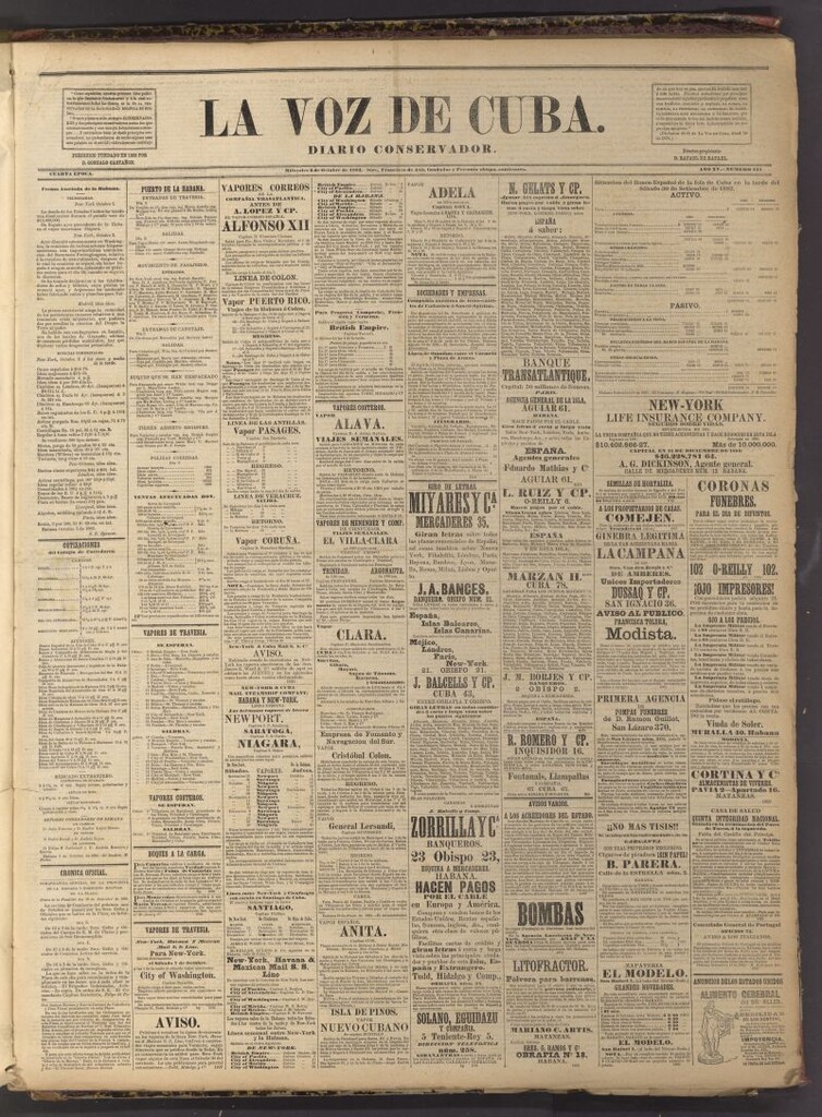 Miniatura de La Voz de Cuba : diario conservador del 4 de octubre de 1882