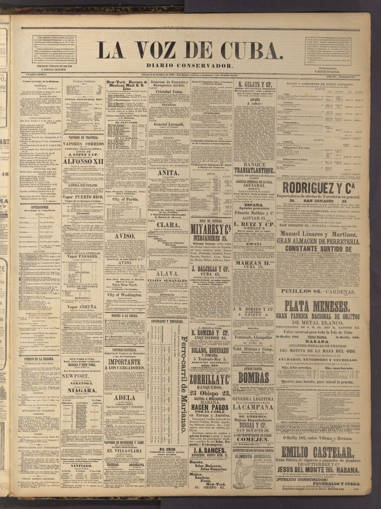 Miniatura de La Voz de Cuba : diario conservador del 6 de octubre de 1882