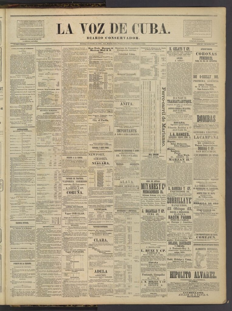 Miniatura de La Voz de Cuba : diario conservador del 8 de octubre de 1882