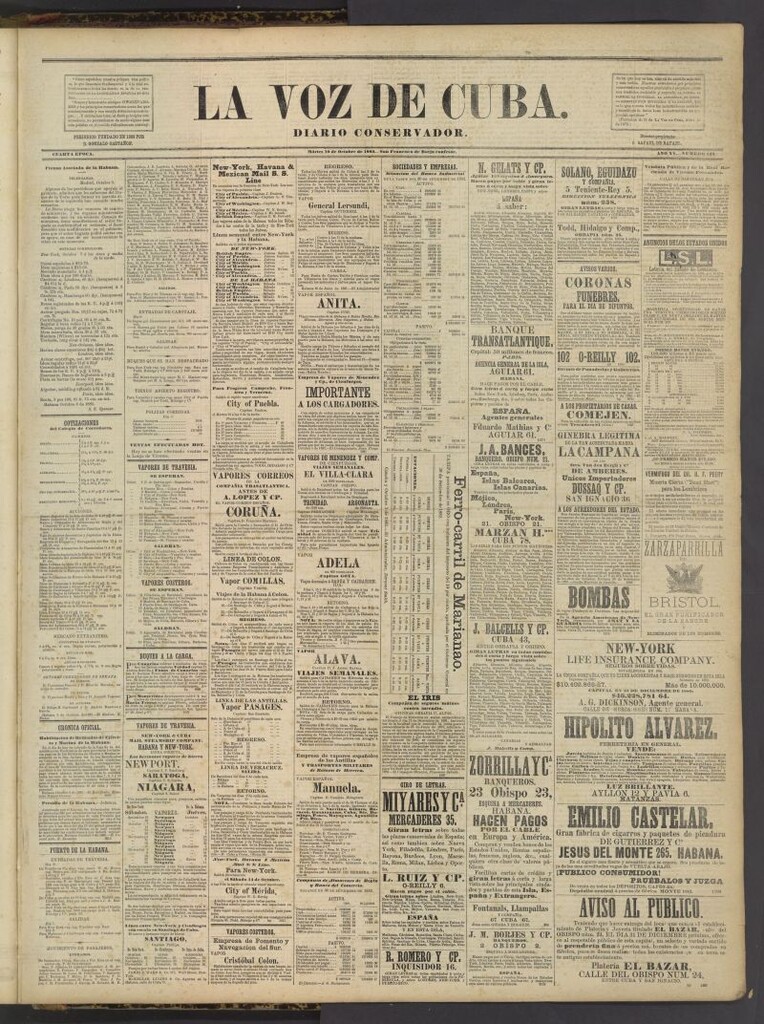 Miniatura de La Voz de Cuba : diario conservador del 10 de octubre de 1882