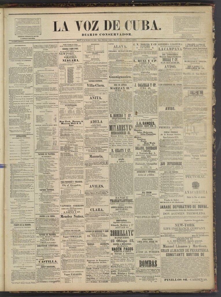 Miniatura de La Voz de Cuba : diario conservador del 17 de octubre de 1882