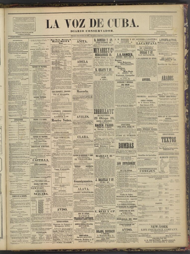 Miniatura de La Voz de Cuba : diario conservador del 18 de octubre de 1882