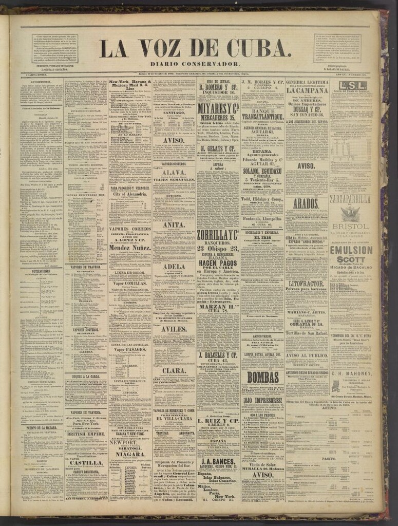 Miniatura de La Voz de Cuba : diario conservador del 19 de octubre de 1882
