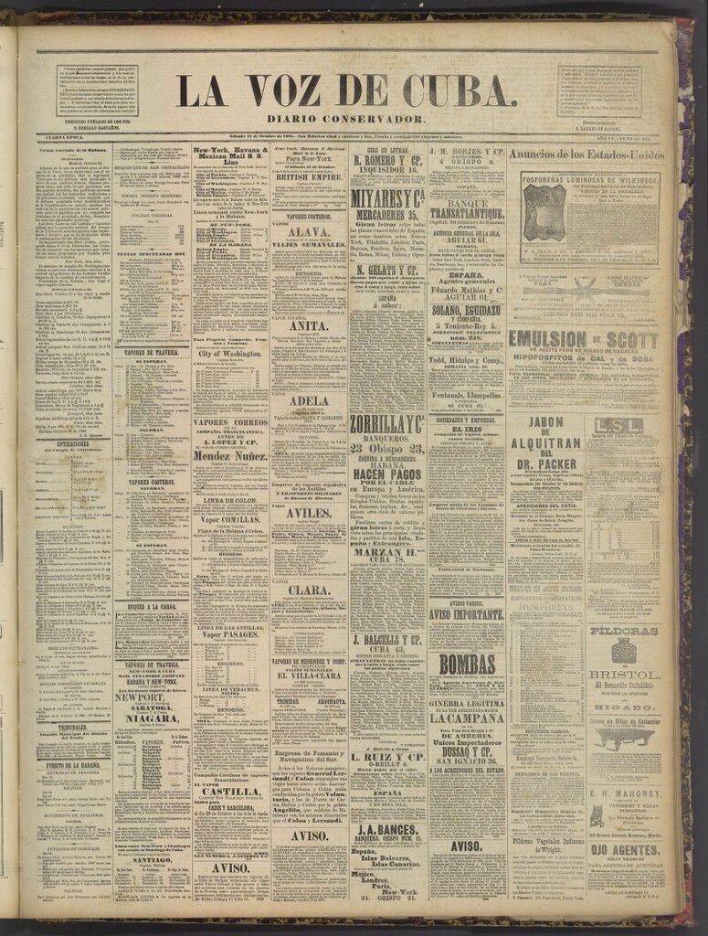 Miniatura de La Voz de Cuba : diario conservador del 21 de octubre de 1882