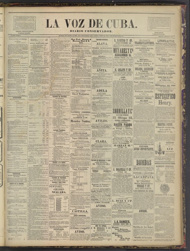 Miniatura de La Voz de Cuba : diario conservador del 22 de octubre de 1882