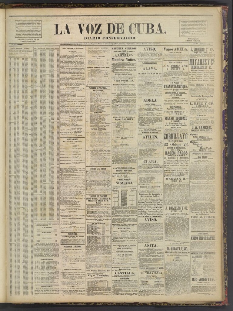 Miniatura de La Voz de Cuba : diario conservador del 25 de octubre de 1882