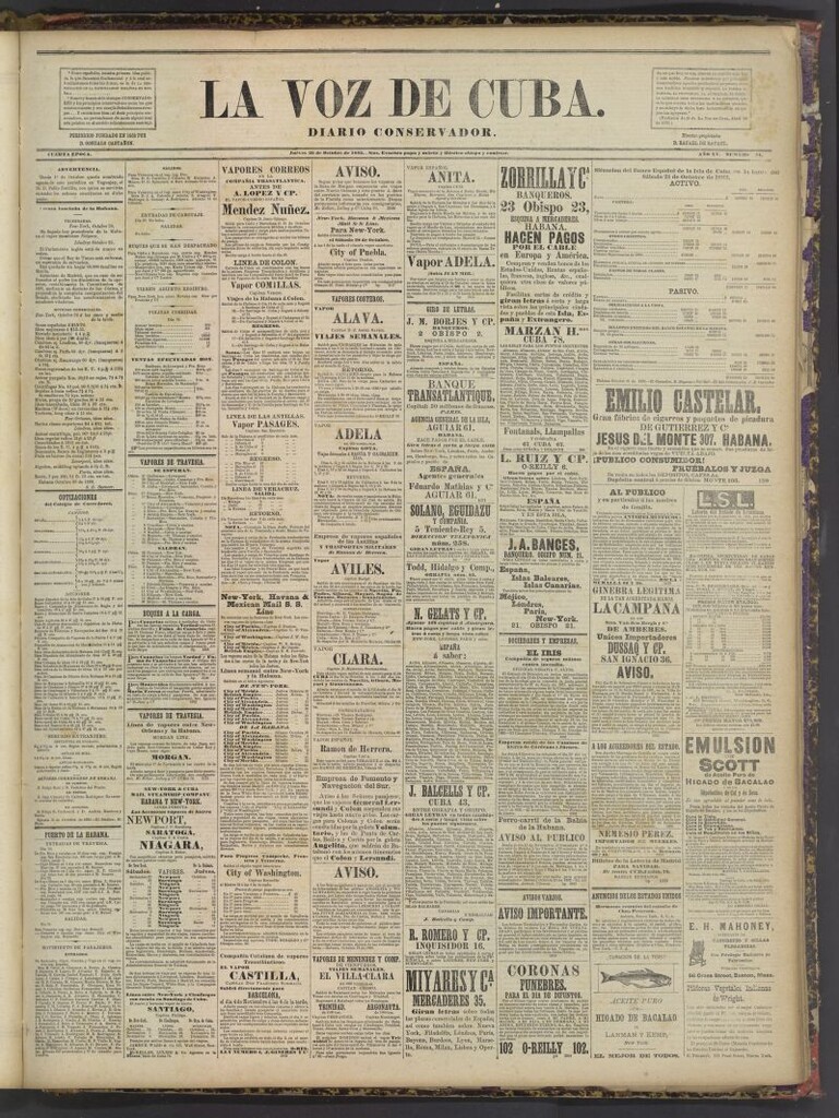 Miniatura de La Voz de Cuba : diario conservador del 26 de octubre de 1882