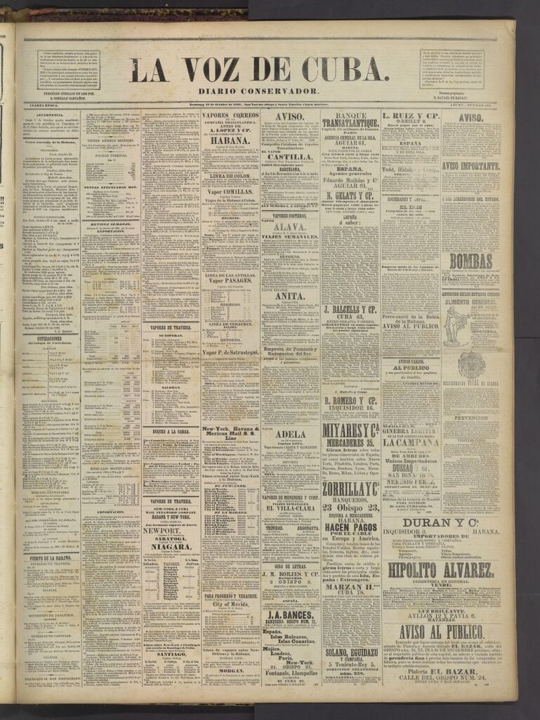 Miniatura de La Voz de Cuba : diario conservador del 29 de octubre de 1882
