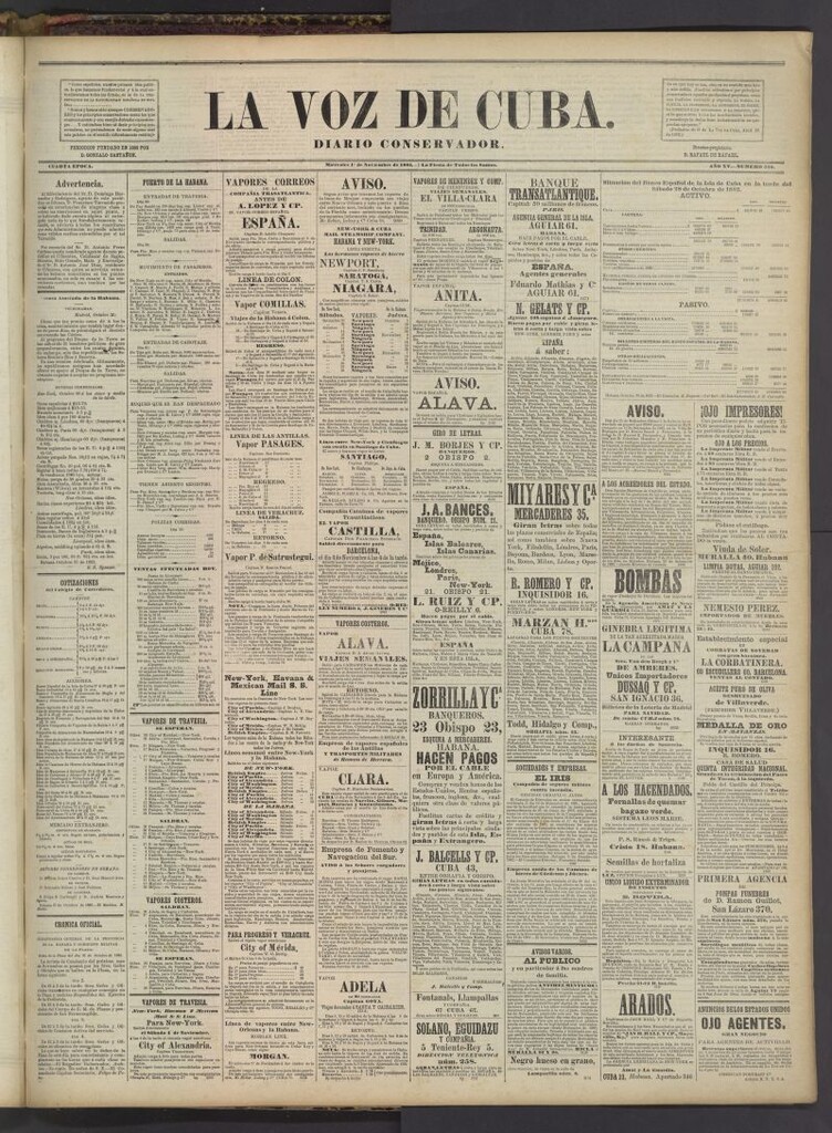 Miniatura de La Voz de Cuba : diario conservador del 1 de noviembre de 1882