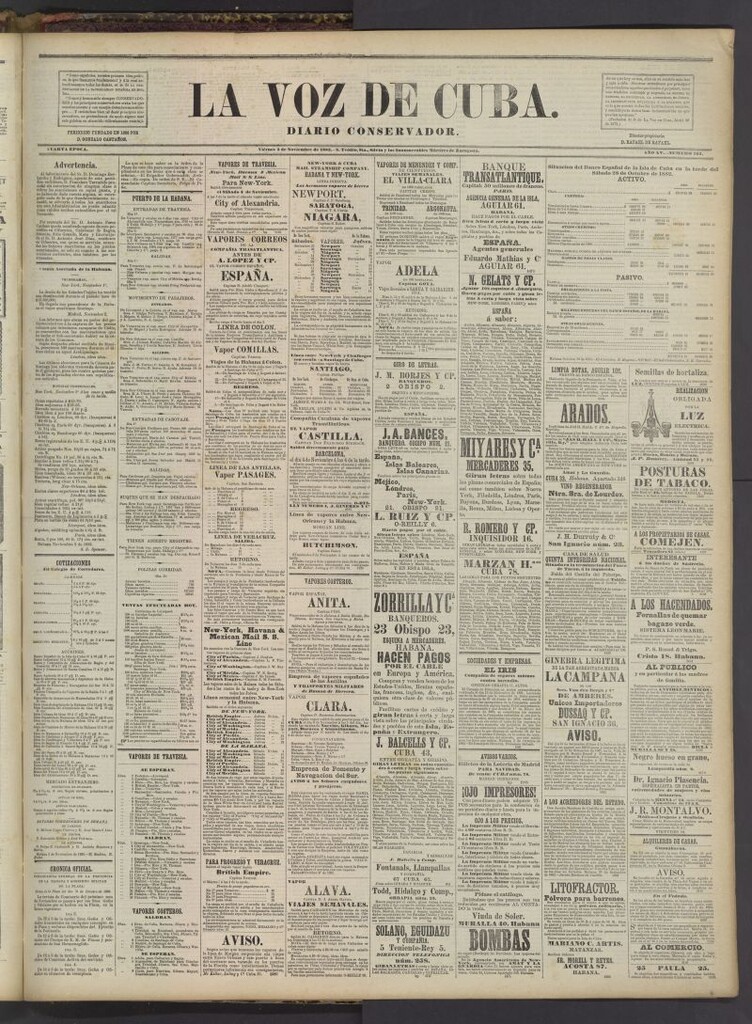 Miniatura de La Voz de Cuba : diario conservador del 3 de noviembre de 1882