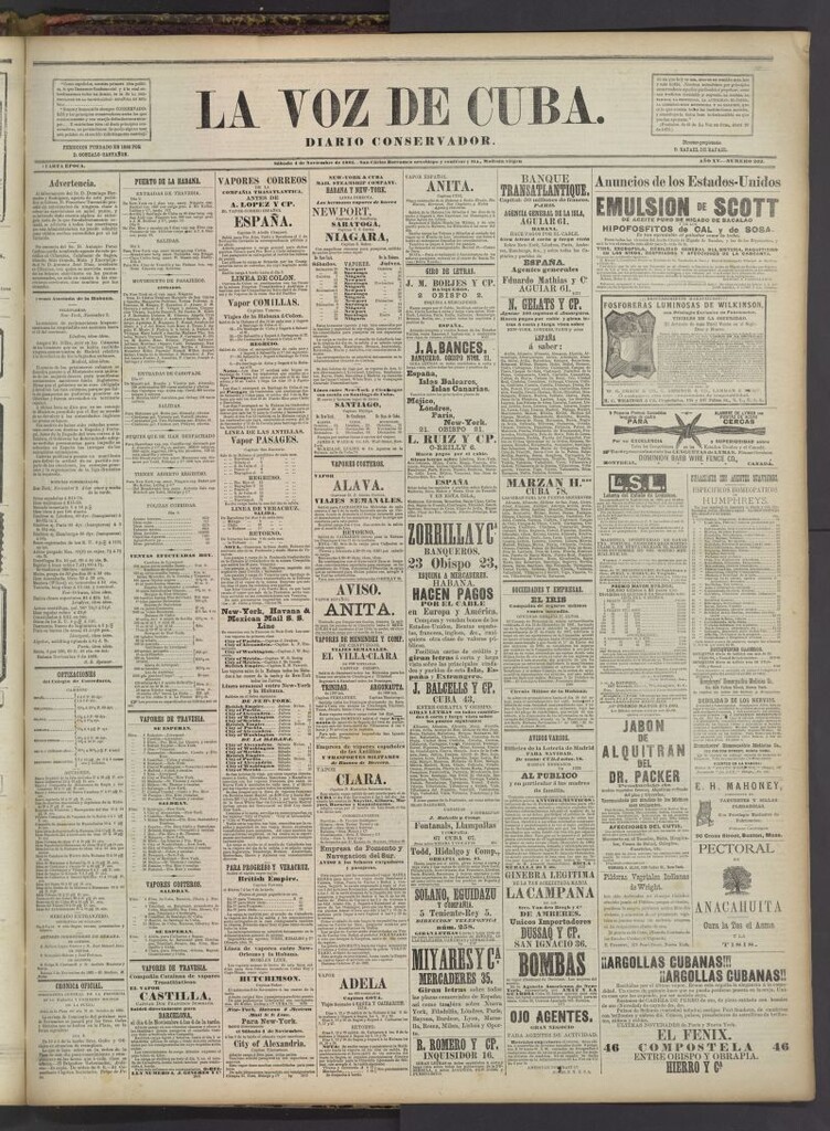 Miniatura de La Voz de Cuba : diario conservador del 4 de noviembre de 1882