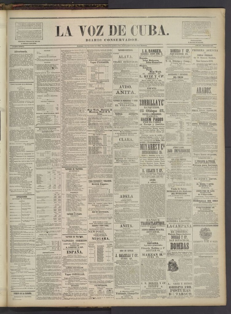 Miniatura de La Voz de Cuba : diario conservador del 5 de noviembre de 1882
