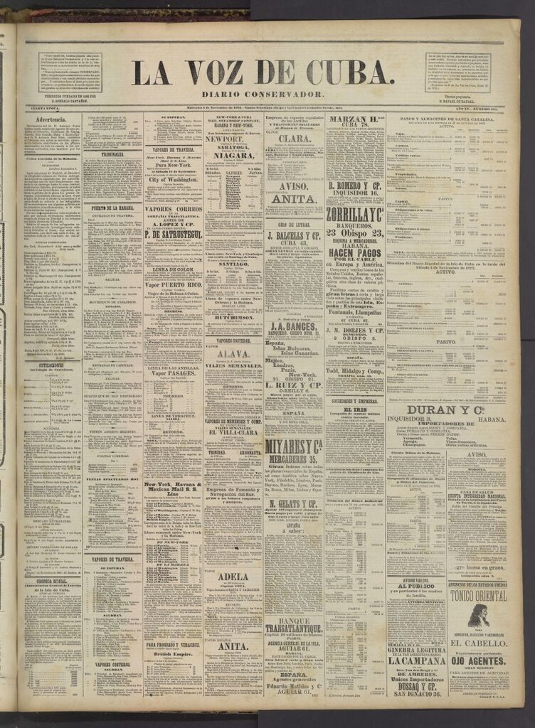 Miniatura de La Voz de Cuba : diario conservador del 8 de noviembre de 1882