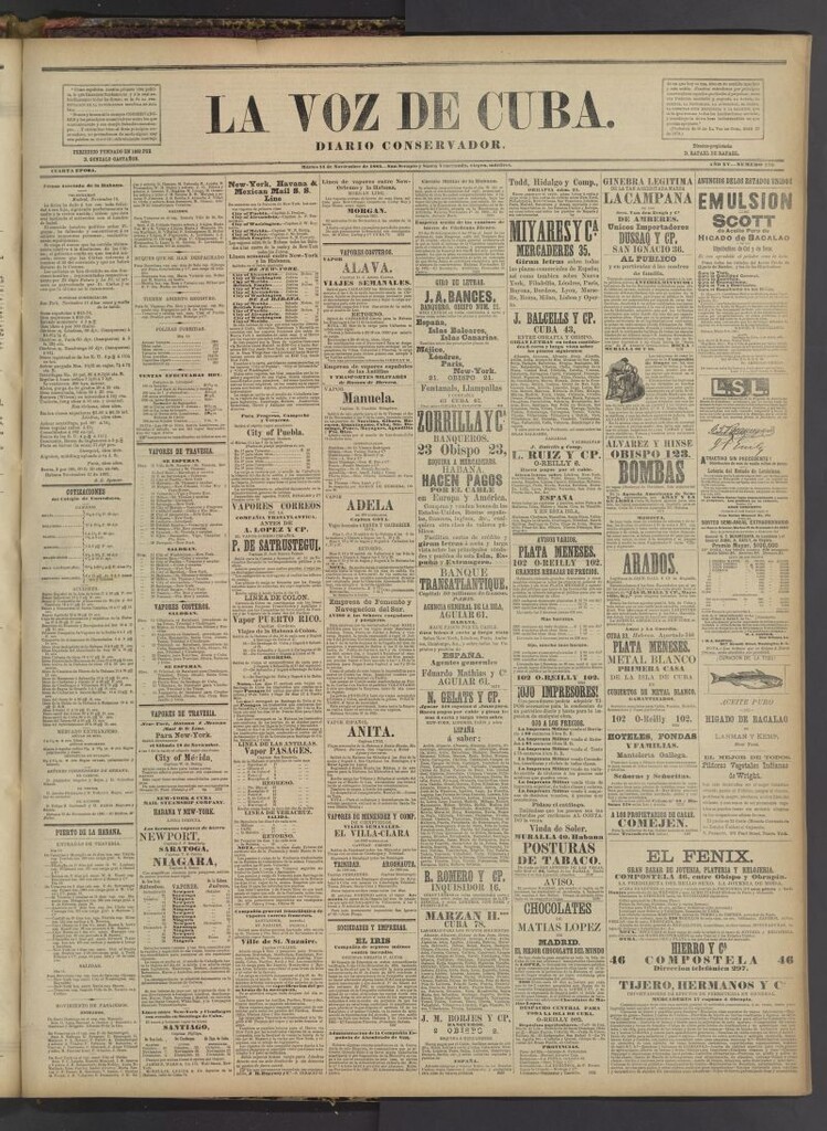 Miniatura de La Voz de Cuba : diario conservador del 14 de noviembre de 1882