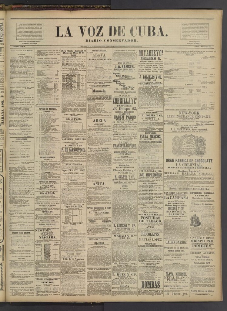 Miniatura de La Voz de Cuba : diario conservador del 15 de noviembre de 1882