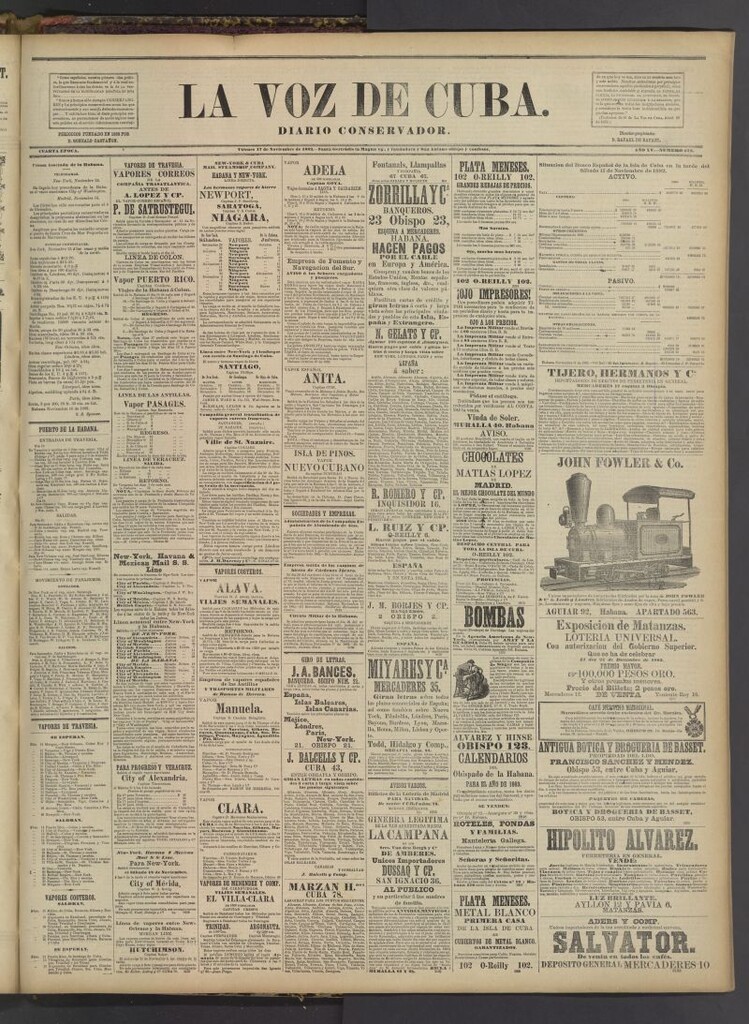 Miniatura de La Voz de Cuba : diario conservador del 17 de noviembre de 1882