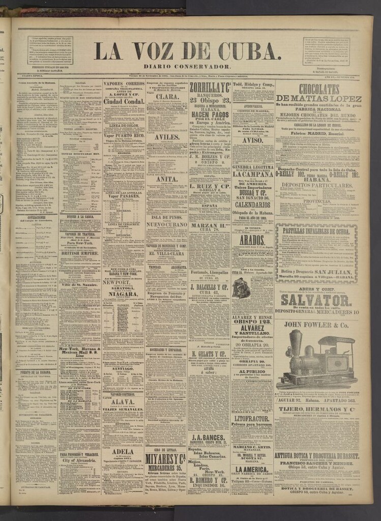 Miniatura de La Voz de Cuba : diario conservador del 24 de noviembre de 1882
