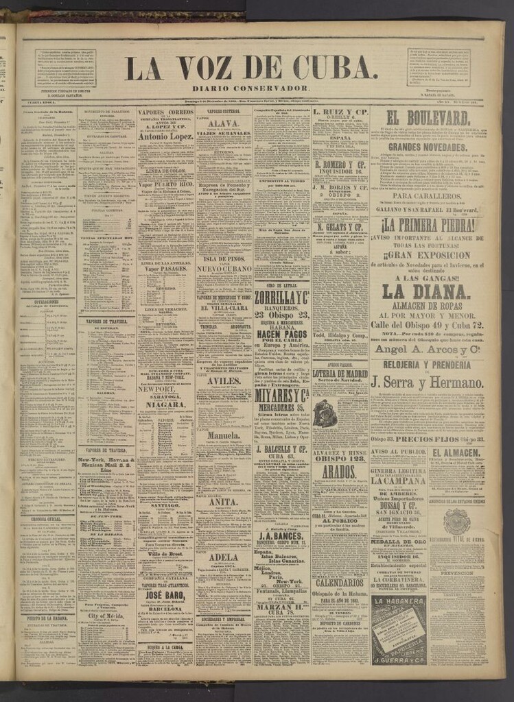Miniatura de La Voz de Cuba : diario conservador del 3 de diciembre de 1882