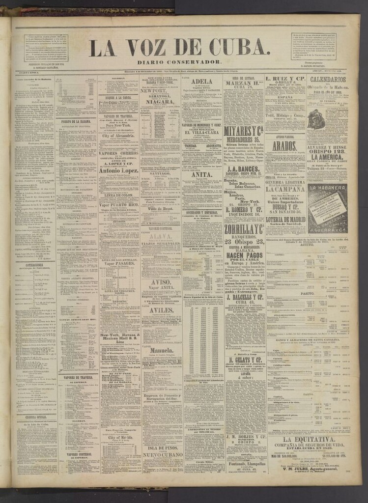 Miniatura de La Voz de Cuba : diario conservador del 6 de diciembre de 1882
