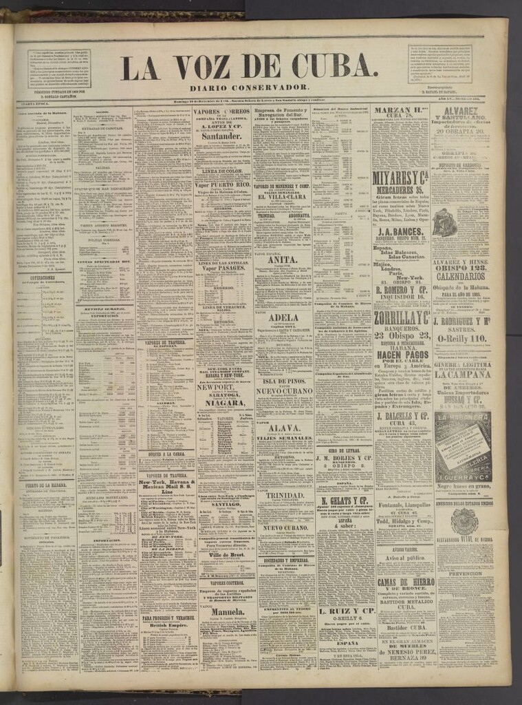 Miniatura de La Voz de Cuba : diario conservador del 10 de diciembre de 1882