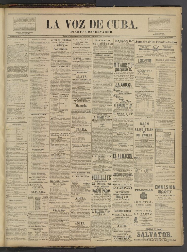 Miniatura de La Voz de Cuba : diario conservador del 16 de diciembre de 1882