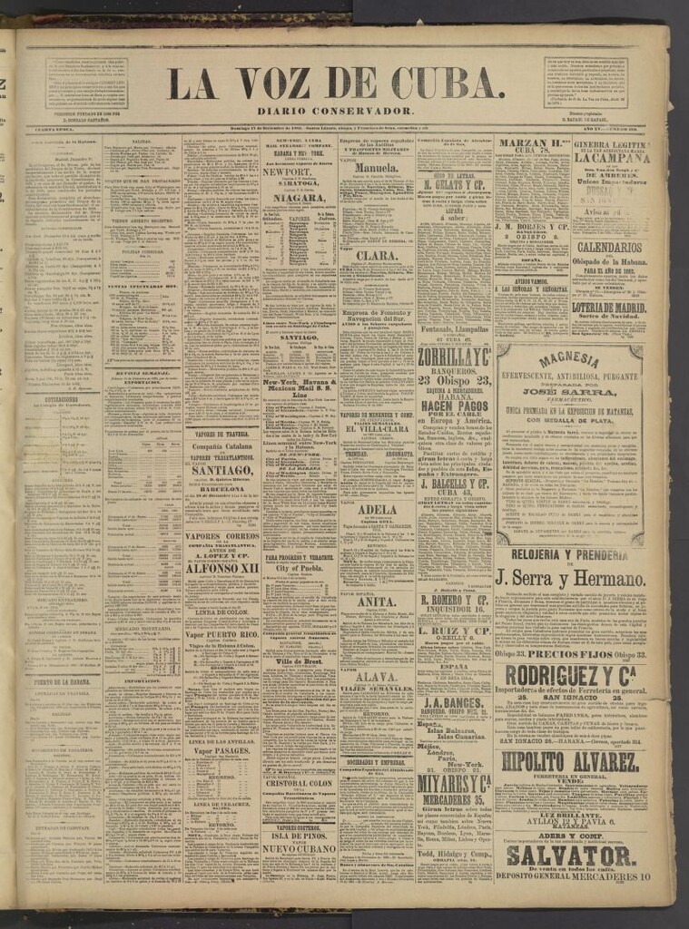 Miniatura de La Voz de Cuba : diario conservador del 17 de diciembre de 1882
