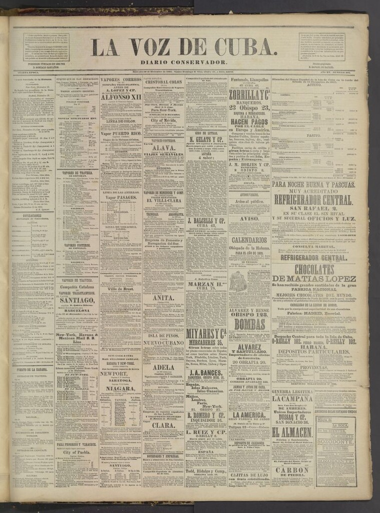 Miniatura de La Voz de Cuba : diario conservador del 20 de diciembre de 1882