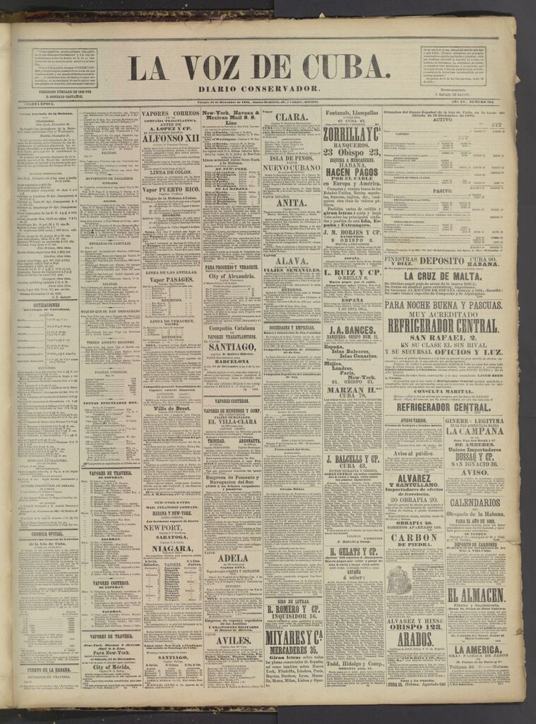 Miniatura de La Voz de Cuba : diario conservador del 22 de diciembre de 1882