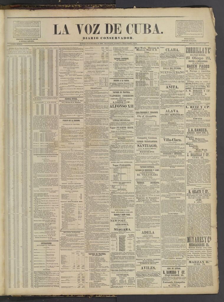 Miniatura de La Voz de Cuba : diario conservador del 24 de diciembre de 1882