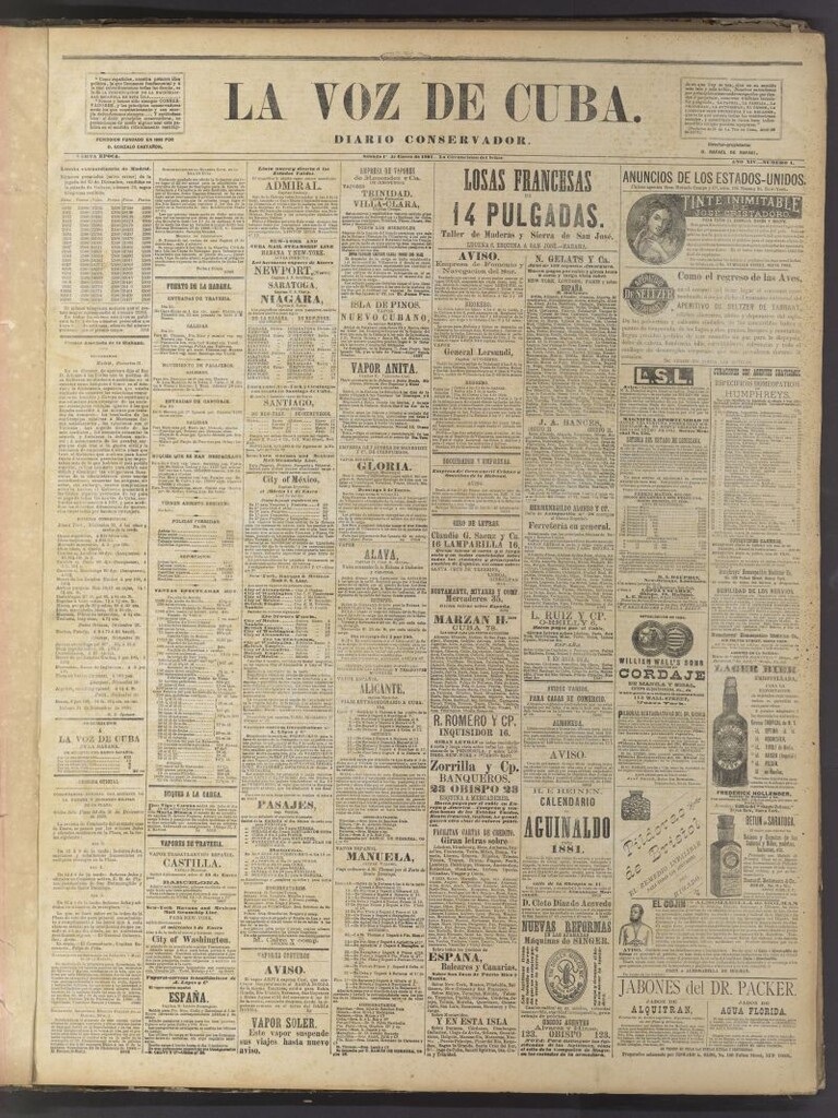 Miniatura de La Voz de Cuba: diario conservador del 1 de enero de 1881