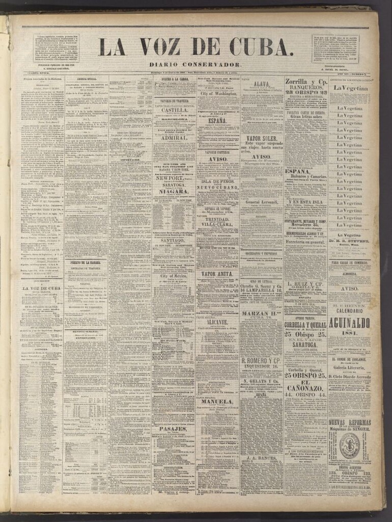 Miniatura de La Voz de Cuba: diario conservador del 2 de enero de 1881
