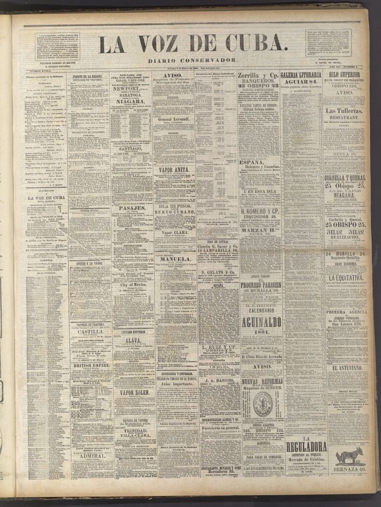 Miniatura de La Voz de Cuba: diario conservador del 7 de enero de 1881
