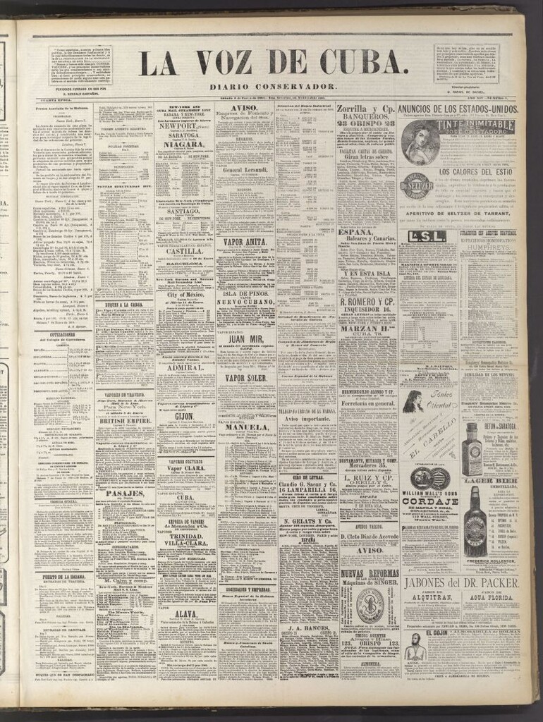 Miniatura de La Voz de Cuba: diario conservador del 8 de enero de 1881