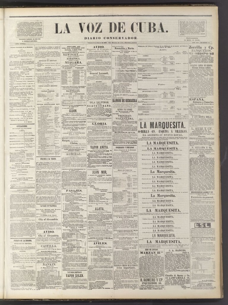 Miniatura de La Voz de Cuba: diario conservador del 14 de enero de 1881