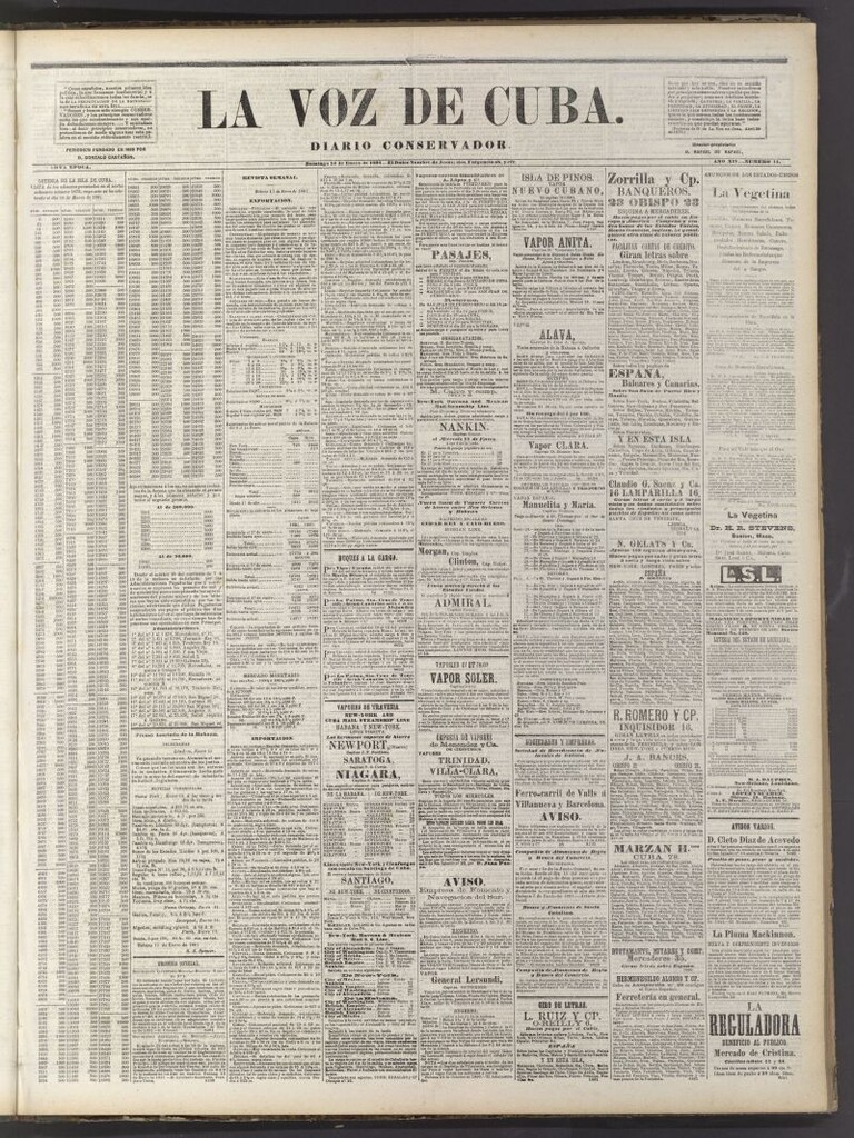 Miniatura de La Voz de Cuba: diario conservador del 16 de enero de 1881
