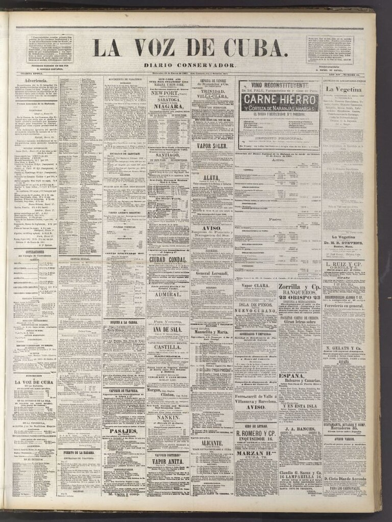 Miniatura de La Voz de Cuba: diario conservador del 19 de enero de 1881