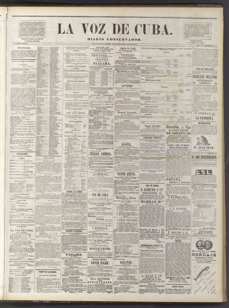Miniatura de La Voz de Cuba: diario conservador del 20 de enero de 1881