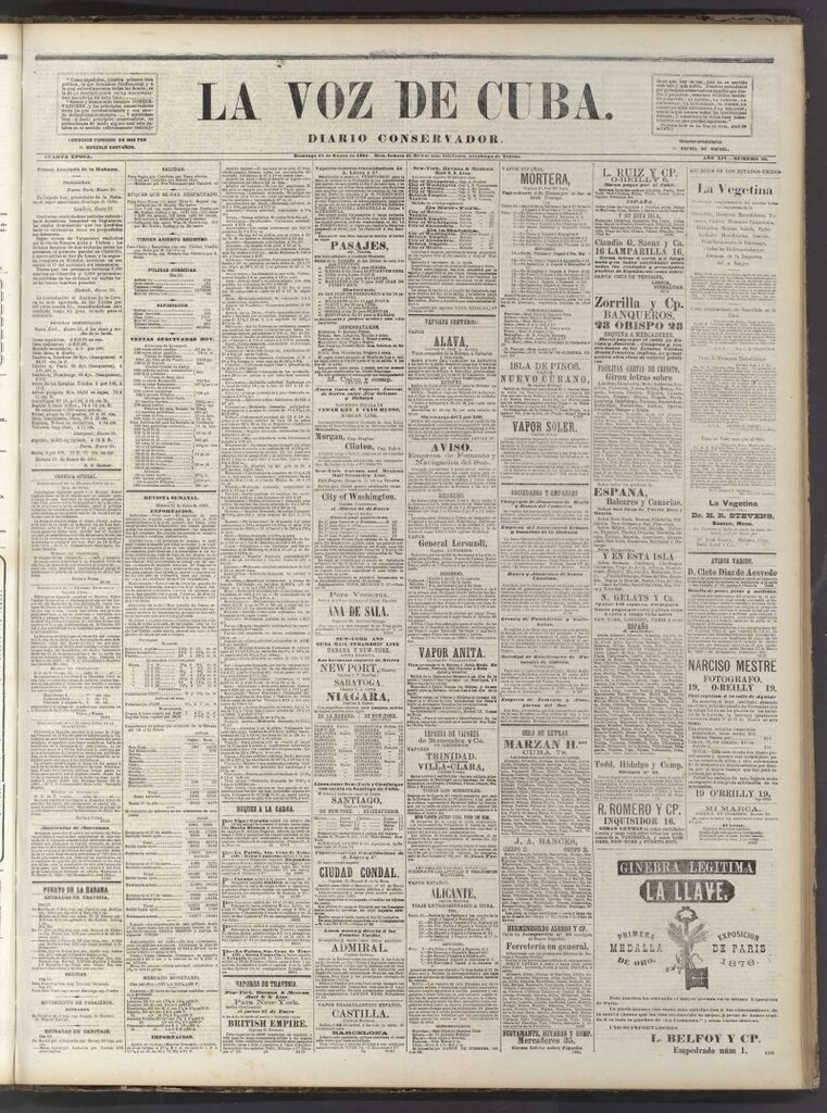 Miniatura de La Voz de Cuba: diario conservador del 23 de enero de 1881