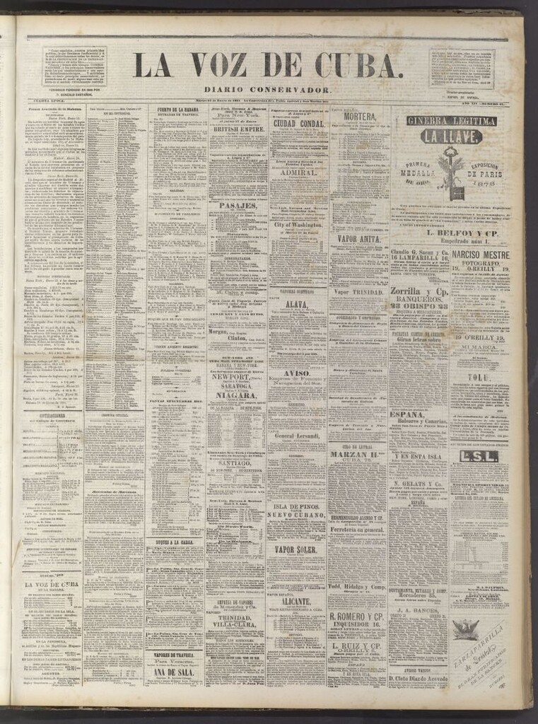 Miniatura de La Voz de Cuba: diario conservador del 25 de enero de 1881